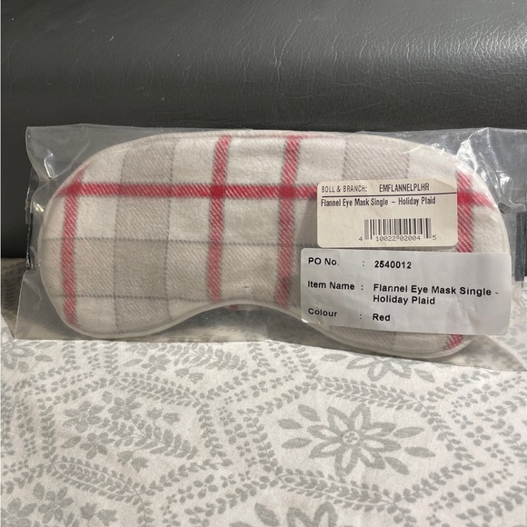 BOLL & BRANCH Flannel Eye Mask - Plaid, Unisex, Red - Brand-new with tags. - Picture 4 of 12